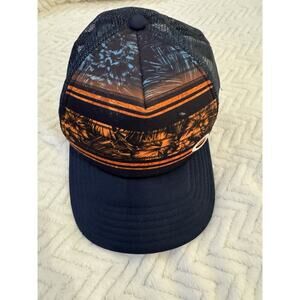 Oakley Snapback Hat Navy Blue Bright Orange Foam Mesh Trucker Beach Surf Cyber